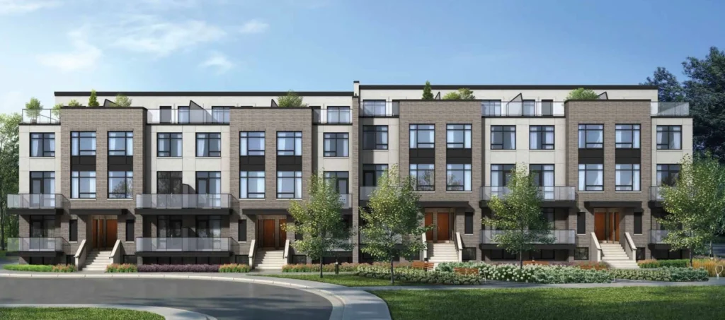 Preconposttype 4 The-Crawford-Urban-Towns-Street Level View of Front of Unit Exteriors